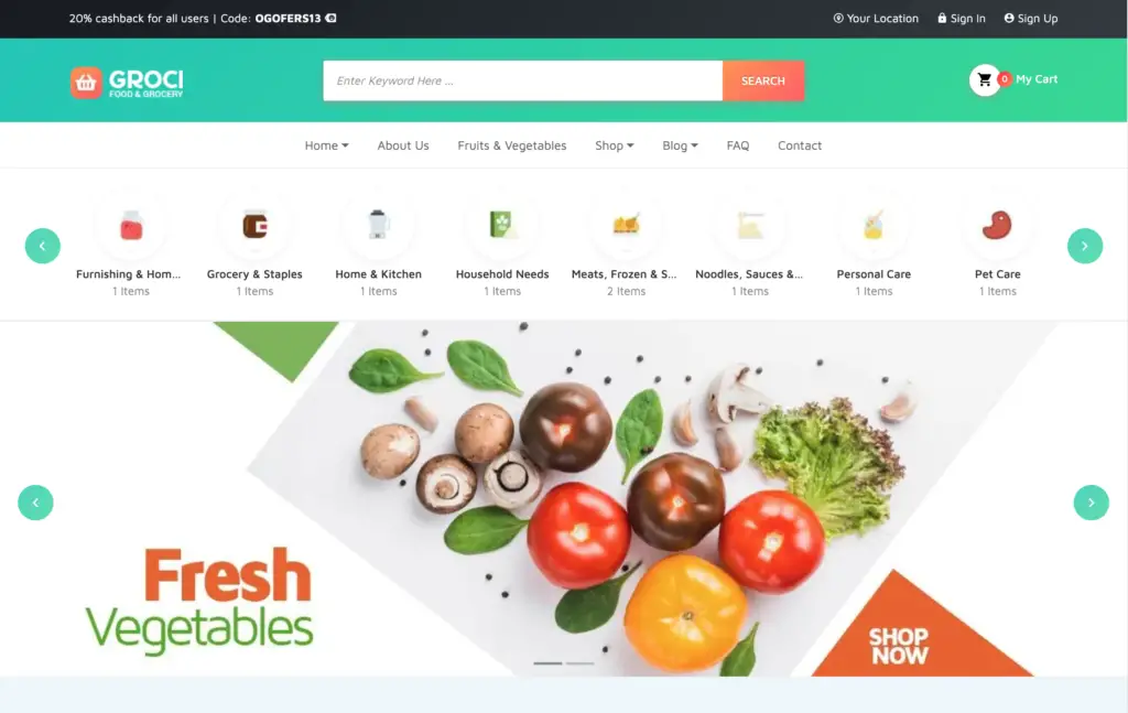 Groci – Organic Food and Grocery Market WordPress Theme