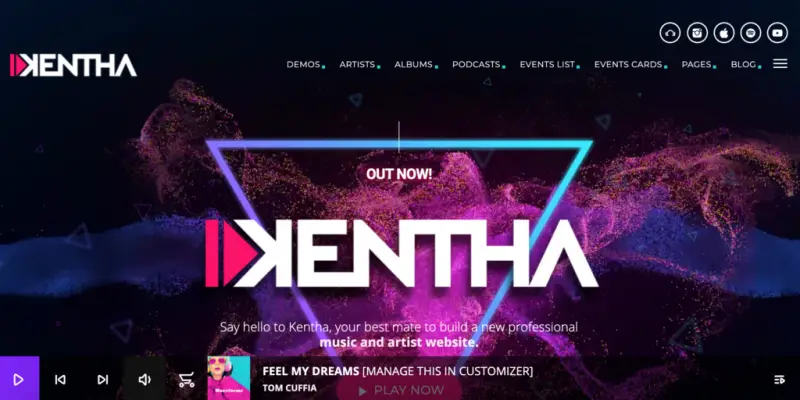 Kentha - Non-Stop Music WordPress Theme with Ajax