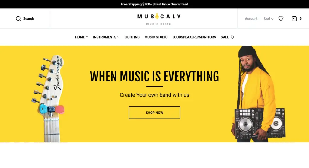 Musicaly - Shopify Music Shop Theme - Music Band & School