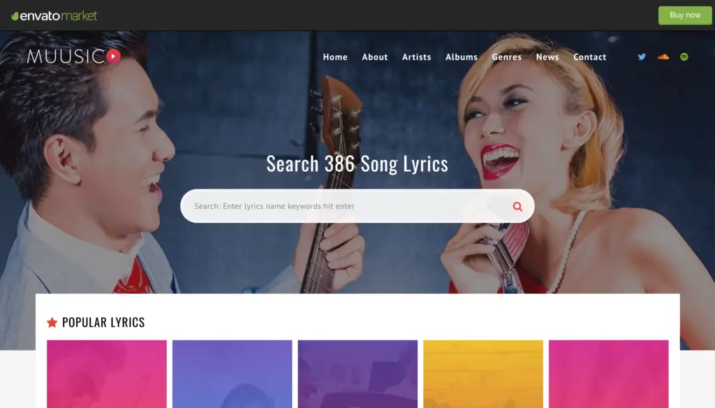 Muusico - Song Lyrics WordPress Music Theme