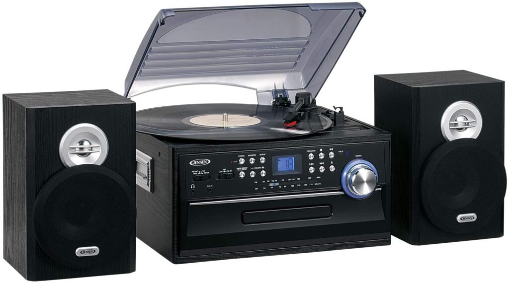 JENSEN JTA-475B 3-Speed Stereo Turntable with CD System