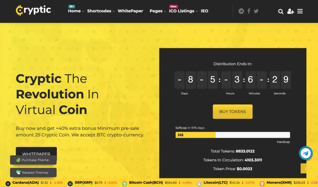 Cryptic – Cryptocurrency WordPress Theme