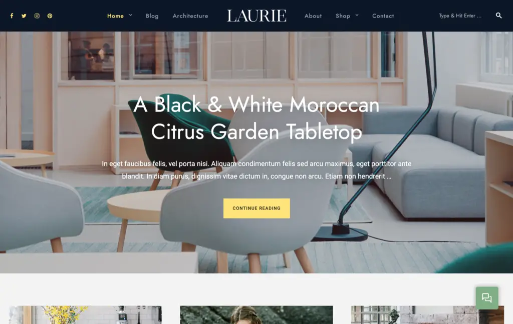 Laurie – An Interior Design WordPress Blog & Shop Theme