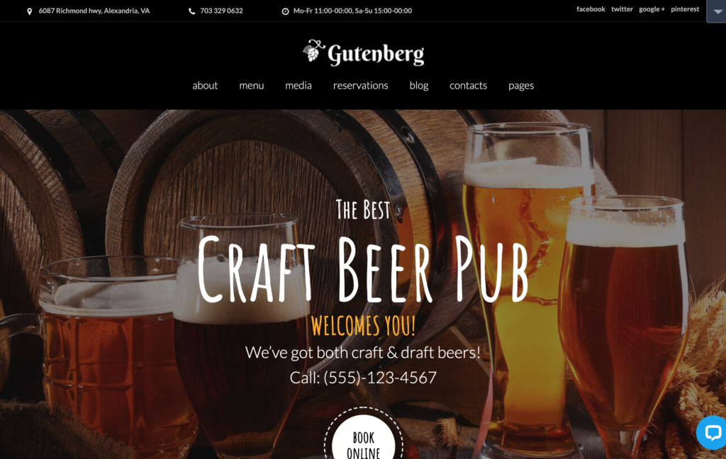 GutenBerg – Beer Pub and Brewery WordPress Theme