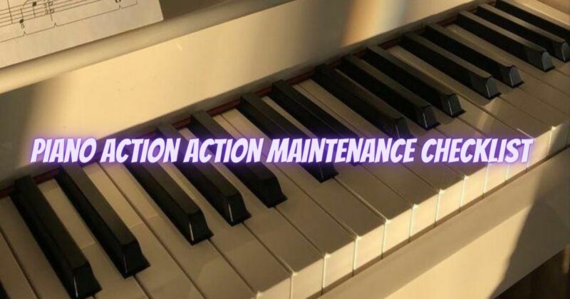Piano action action maintenance checklist