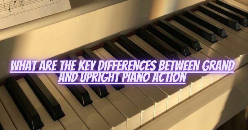What are the key differences between grand and upright piano action