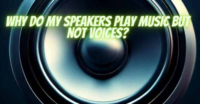 Why do my speakers play music but not voices?