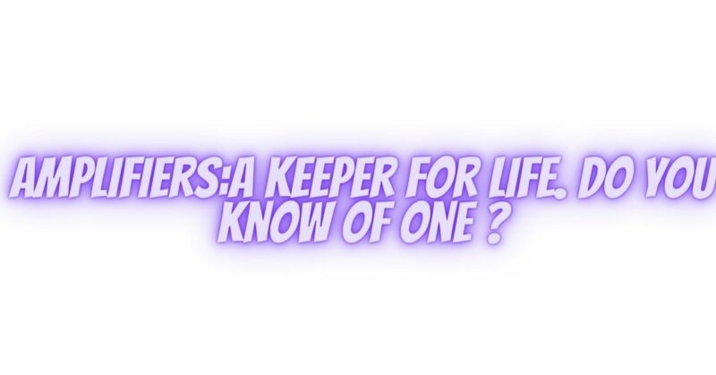 Amplifiers:A Keeper for Life. Do you know of one ?