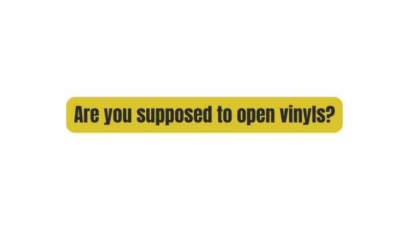 Are you supposed to open vinyls?