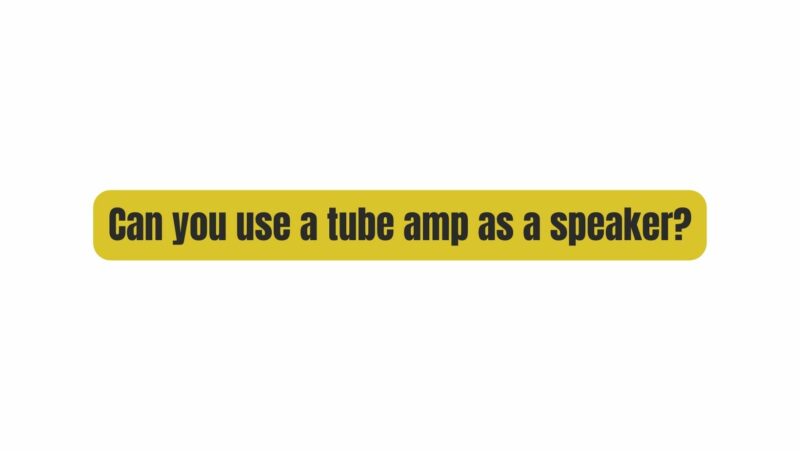 Can you use a tube amp as a speaker?