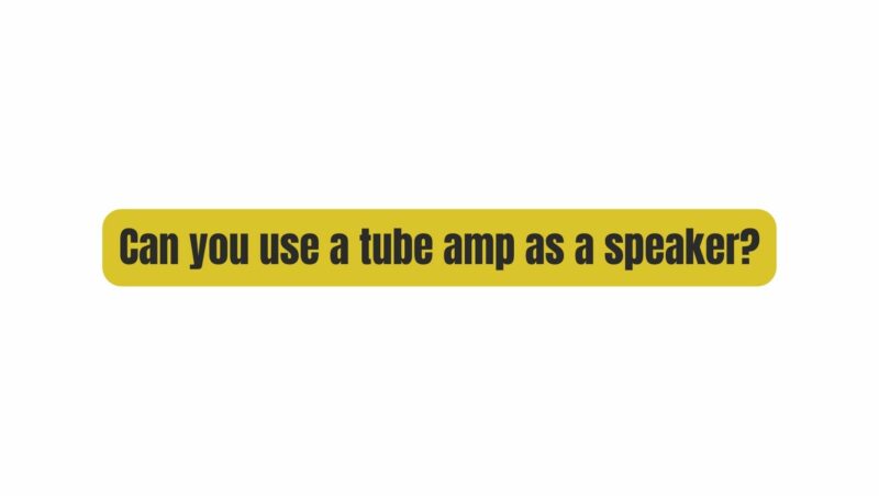 Can you use a tube amp as a speaker?