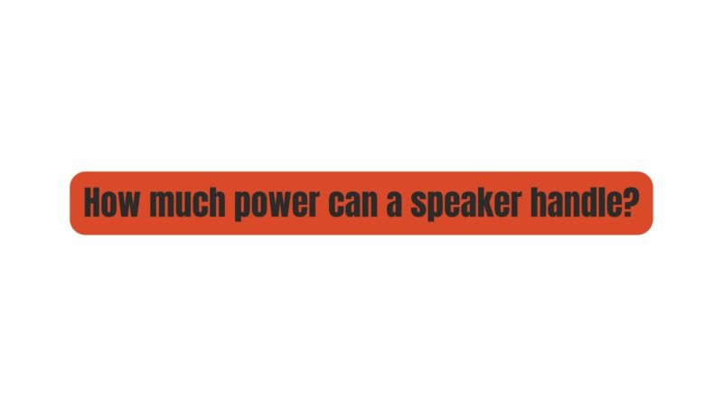 How much power can a speaker handle?