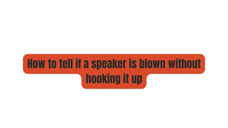 How to tell if a speaker is blown without hooking it up