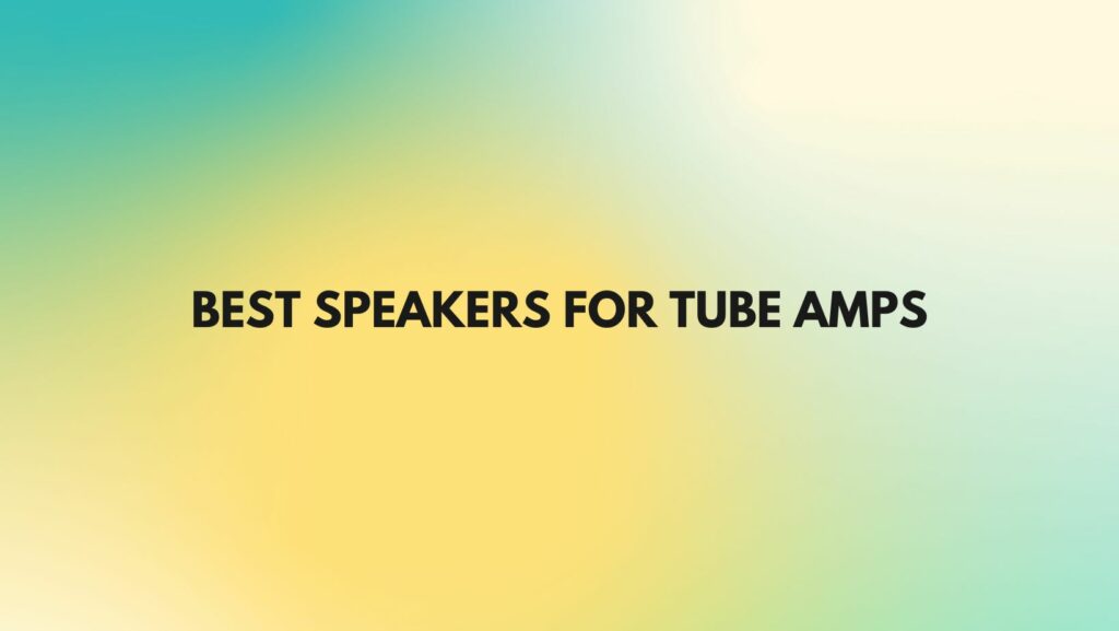 Best speakers for tube amps