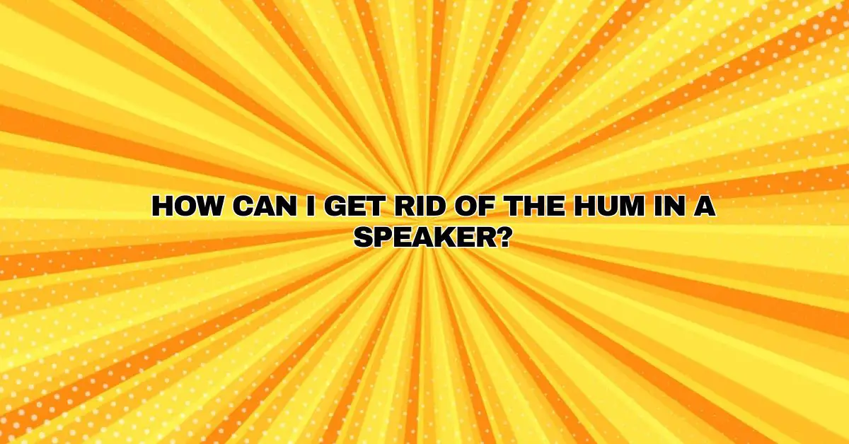 How can I get rid of the hum in a speaker? All For Turntables