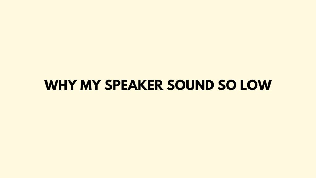Why my Speaker Sound so low