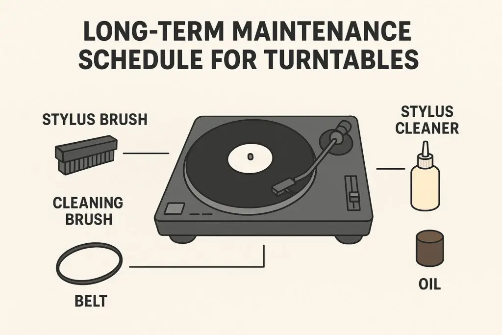 Long-term maintenance schedule for turntables
